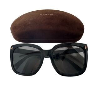 Tom Ford Black Square Sunglasses with Brown Case